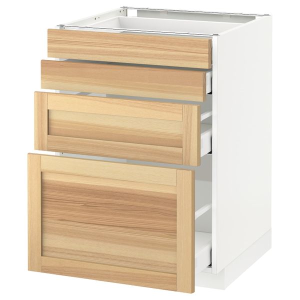 Напольный шкаф 4 фронтальных панели, 4 ящика, белый/Торхэмн ясень 60x60 см IKEA METOD МЕТОД / MAXIMERA МАКСИМЕРА 092.357.87 - фото 1