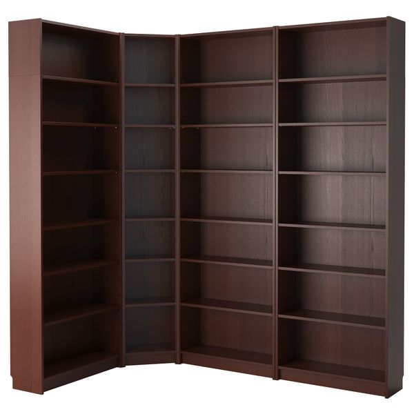 Стеллаж БИЛЛИ, классический коричневый (215/135x237x28 см) - схема-чертеж с размерами