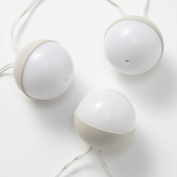 SOLVINDEN Гирлянда, 12 светодиодов - на солнечной батарее/бежевый белый - схема-чертеж с размерами