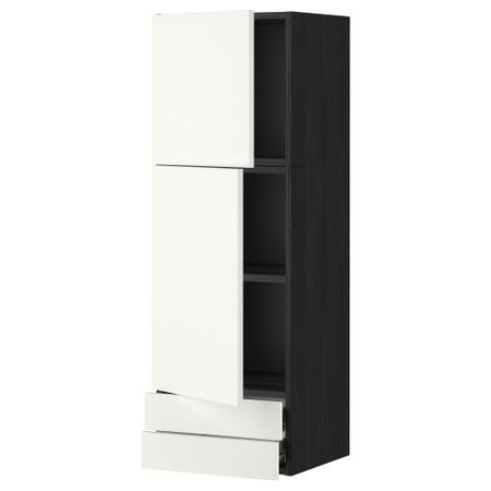 Навесной шкаф, 2 дверцы, 2 ящика МЕТОД / ФОРВАРА, черный, Хэггеби белый