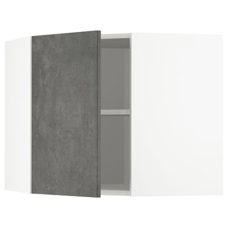 Угловой навесной шкаф с полками, белый/кальхюттан под темно-серый бетон 68x60 см IKEA METOD МЕТОД 494.413.37