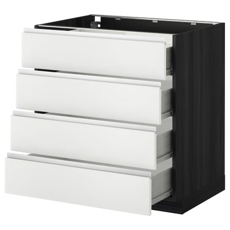 Напольный шкаф 4 фронтальных панели, 4 ящика МЕТОД / ФОРВАРА, черный, Нодста белый