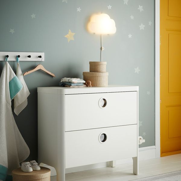 Комод с 2 ящиками, белый 80x75 см IKEA BUSUNGE БУСУНГЕ 703.649.21 - схема-чертеж с размерами