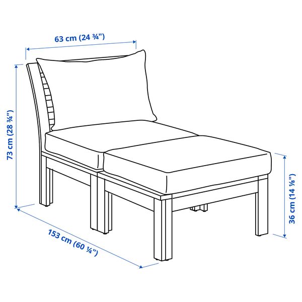 Кресло и табурет для/ног,д/сада, коричневая морилка/Холло бежевый IKEA ЭПЛАРО 392.288.51 - схема-чертеж с размерами
