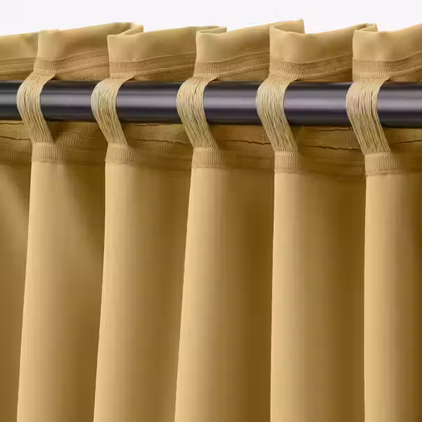 MAJGULL Затемняющие гардины, 2 шт. - бежево-желтый/с лентой 145x300 см - фото 8