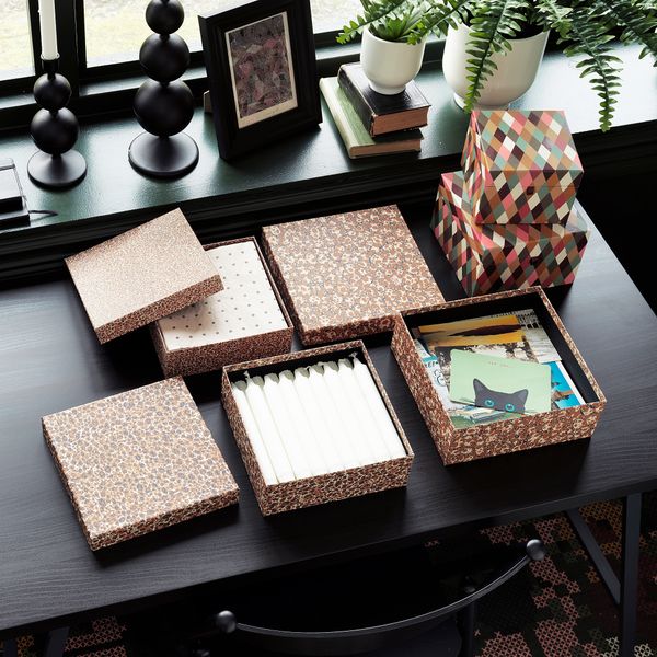 Коробка с крышкой, 2 шт., ромбовидный орнамент разноцветный IKEA DEKORERA ДЕКОРЕРА 204.723.34 - фото 4