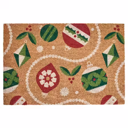VINTERFINT Придверный коврик - орнамент «елочные шары» кокос/разноцветный 60x90 см