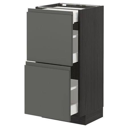 Напольный шкаф/2фасада/3ящика, черный/Воксторп темно-серый 40x37 см IKEA МЕТОД / МАКСИМЕРА 993.110.41