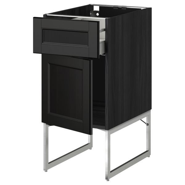 Напольный шкаф с ящиком, дверью МЕТОД / МАКСИМЕРА, черный, Лаксарби черно-коричневый - схема-чертеж с размерами