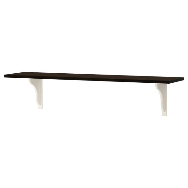 Полка навесная ЭКБИ ХЕМНЭС / ЭКБИ ХЕНСВИК, черно-коричневый, белый (119x28 см) - схема-чертеж с размерами