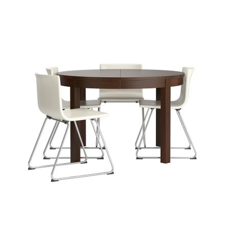 Стол и 4 стула БЬЮРСТА / БЕРНГАРД, коричневый, Кават белый (115 см)