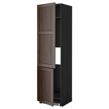 Высокий шкаф для/холод/мороз/2дверцы, черный/Эдсерум коричневый 60x60x220 см IKEA МЕТОД 792.267.94