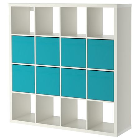 Стеллаж с 8 вставками КАЛЛАКС / ДРЁНА, белый (147x147 см)