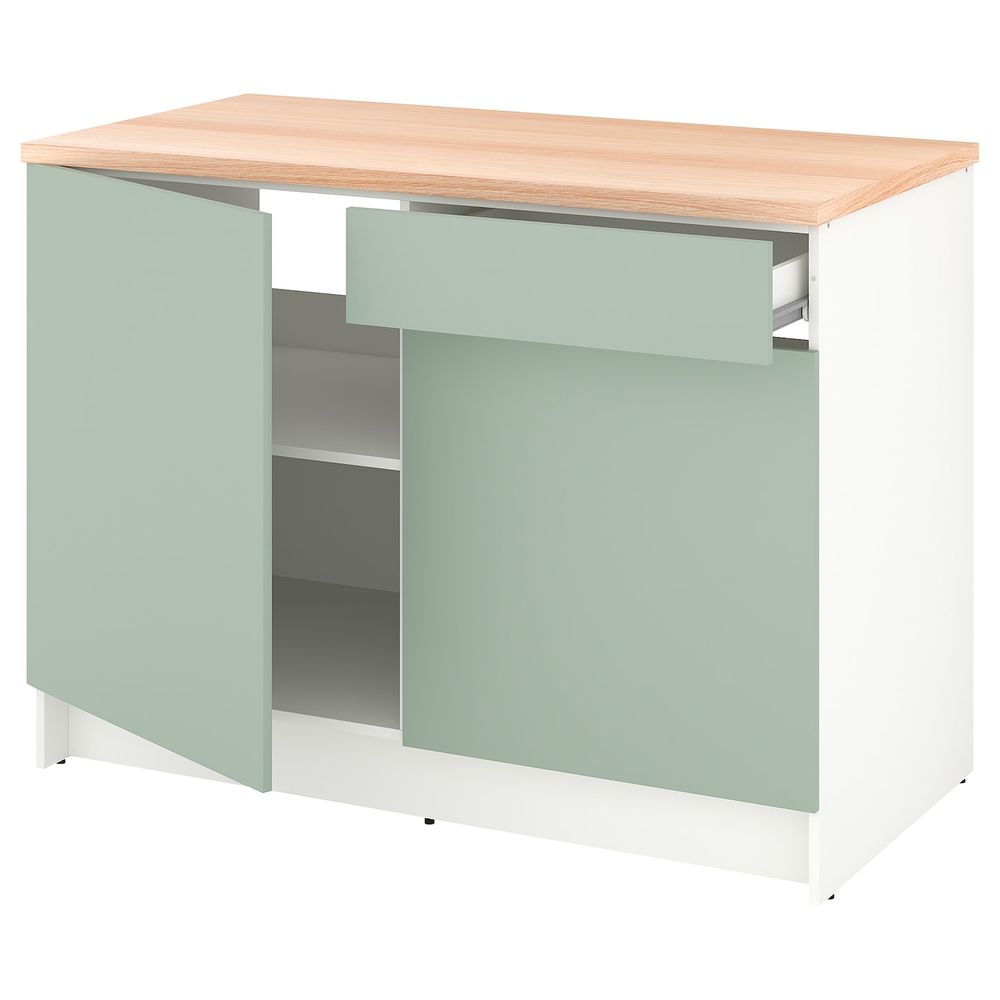 Напольный шкаф с дверцами и ящиком, серо-зеленый 120 см IKEA KNOXHULT КНОКСХУЛЬТ 104.879.77 - фото 1
