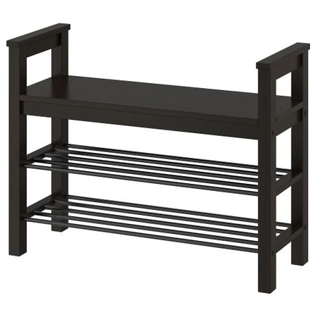 Скамья с полкой для обуви, черно-коричневый, 85x32x65 см IKEA HEMNES ХЕМНЭС 702.458.72