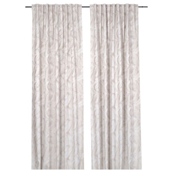 Гардины, 2 шт., естественный/цветочный орнамент 145x300 см IKEA PALMFJÄRIL ПАЛМФЬЕРИЛ 804.872.81 - схема-чертеж с размерами