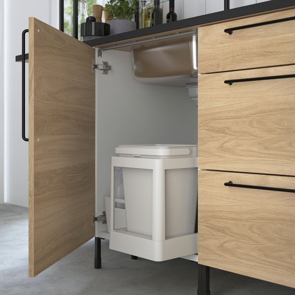 Кухня, 243x63.5x241 см, антрацит/под дуб IKEA ENHET 193.382.47 - фото 7