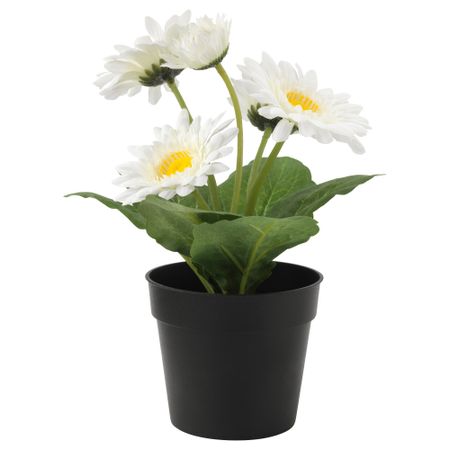 Искусственное растение в горшке ФЕЙКА, Гербера белый (9 см)