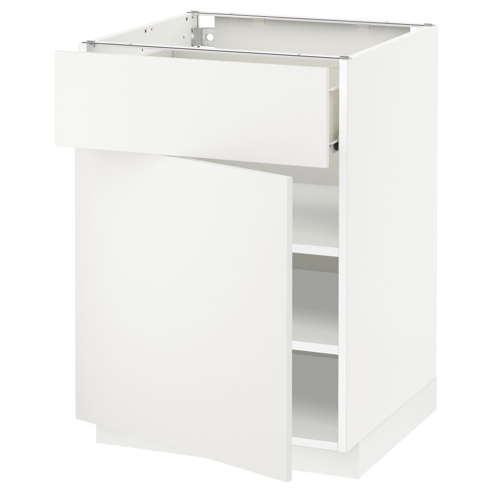 Напольный шкаф с ящиком, дверью МЕТОД / ФОРВАРА, белый, Хэггеби белый - схема-чертеж с размерами