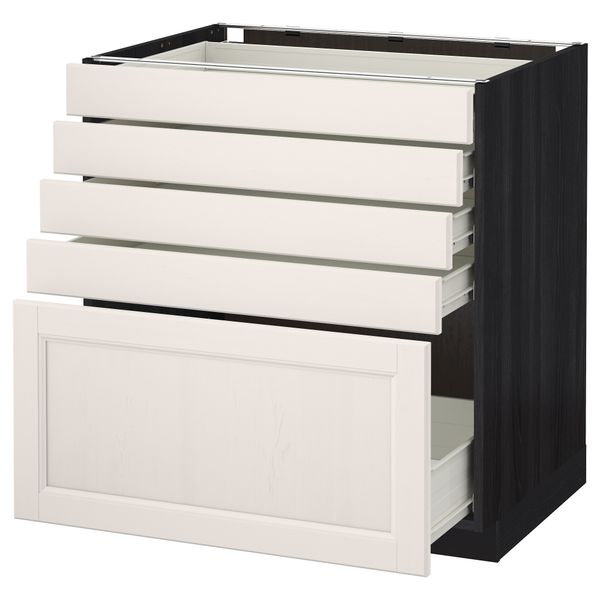 Напольный шкаф с 5 ящиками МЕТОД / ФОРВАРА, черный, Лаксарби белый - схема-чертеж с размерами