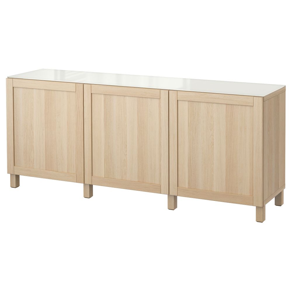 Комбинация для хранения с дверцами БЕСТО, Ханвикен под беленый дуб (180x40x74 см) - фото 1