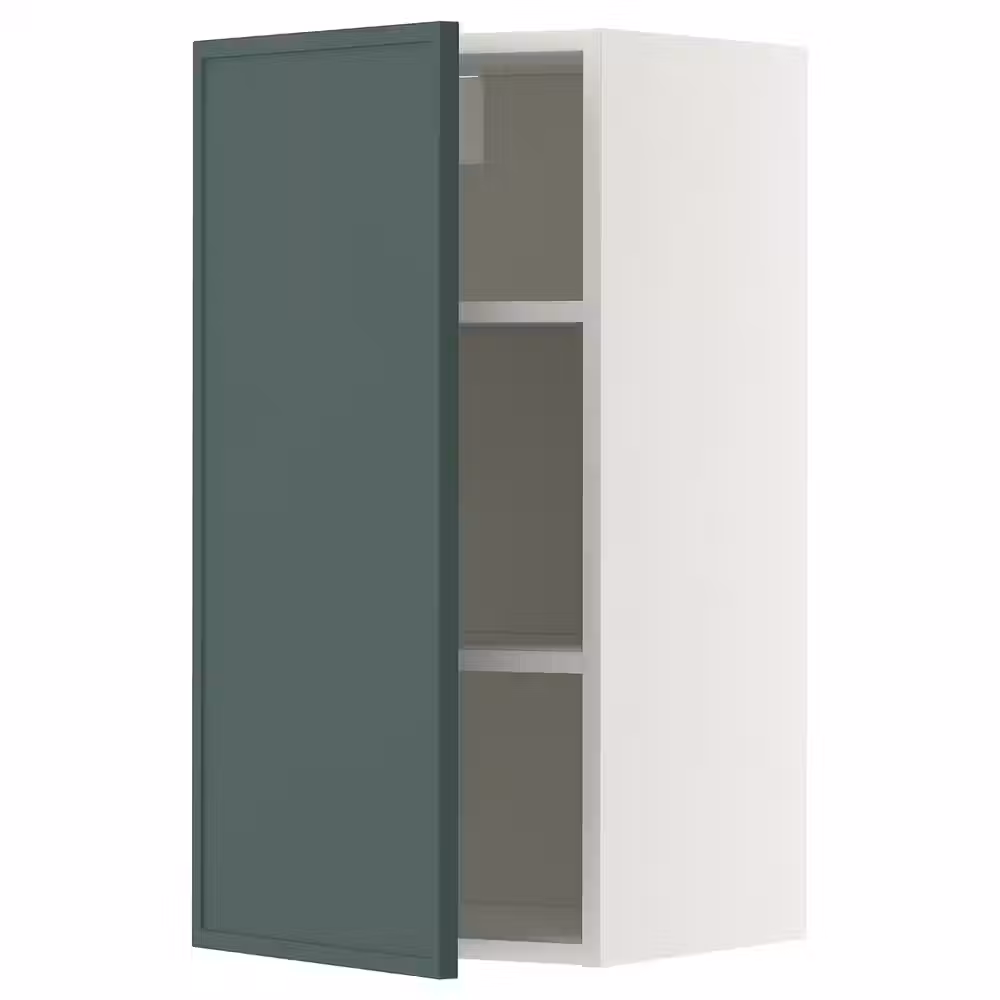 METOD Навесной шкаф с полками - белый/Aspudden темный серо-зеленый 40x80 см - фото 1
