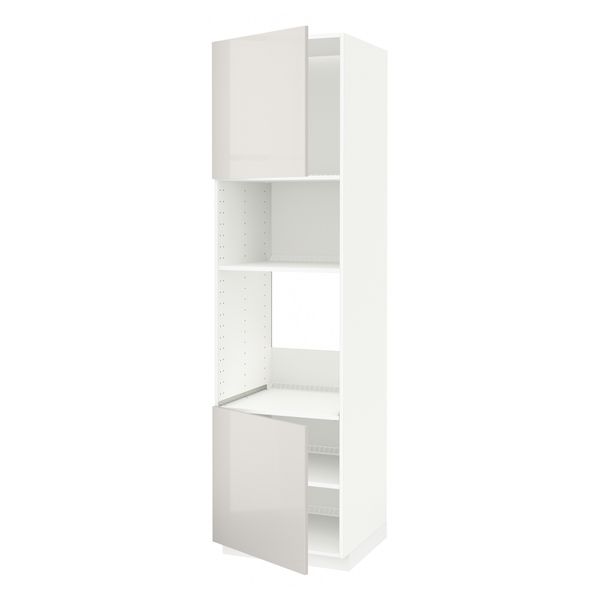 Высокий шкаф для духовки, СВЧ, 2 дверцы, полки, 60x60x220 cm IKEA METOD МЕТОД 694.669.25 - фото 1
