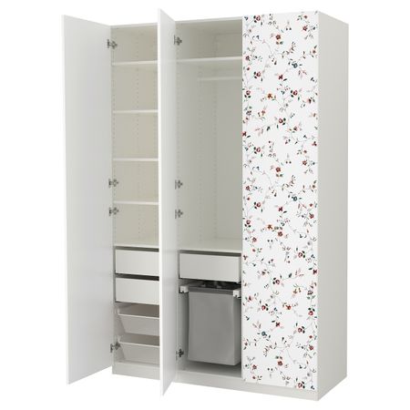 Гардероб, белый, Марнардаль с цветочным орнаментом, 150x60x236 см IKEA ПАКС 192.650.19