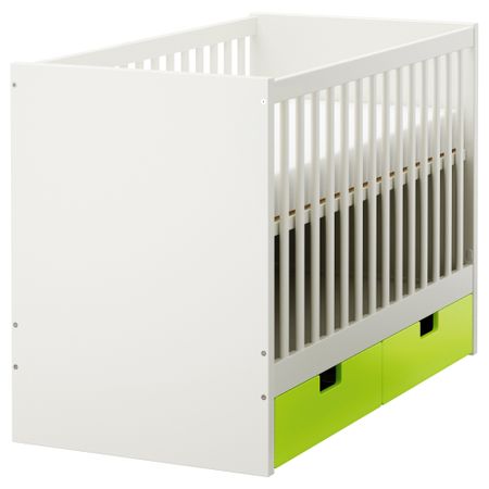 Кроватка детская с ящиками СТУВА, зеленый (60x120 см)