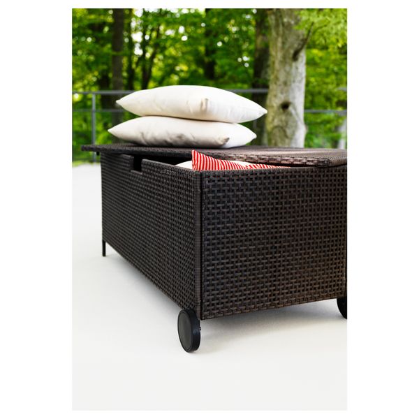 Садовая скамья с ящиком АММЕРЭ, темно-коричневый (124x62x57 см) - схема-чертеж с размерами