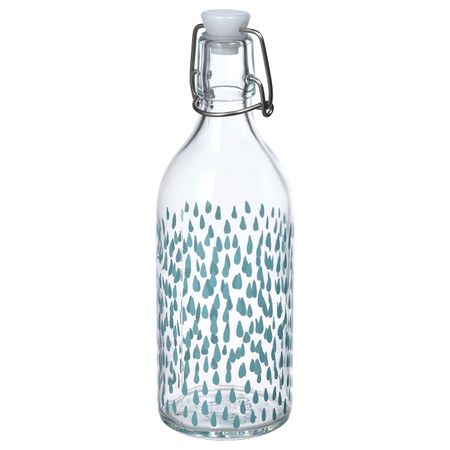 Бутылка с пробкой, с рисунком/синий 0.5 л IKEA KORKEN КОРКЕН 105.154.14