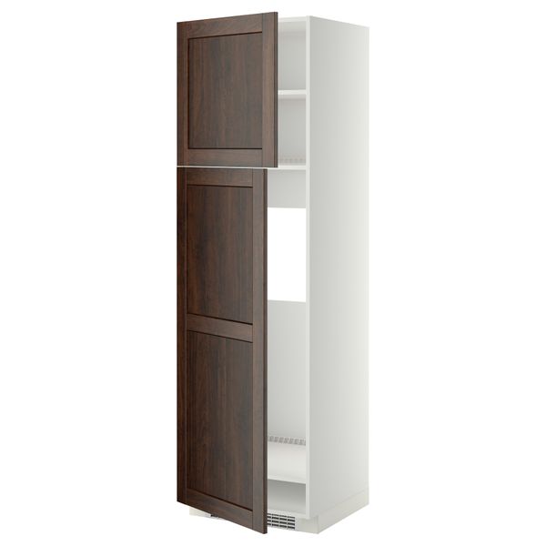 Высокий шкаф для холодильника, 2 дверцы МЕТОД, белый, Эдсерум коричневый - схема-чертеж с размерами