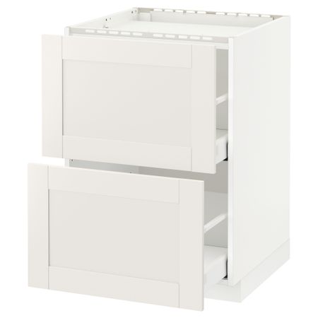 Напольный шкаф, 2 фронтальных панели, 3 ящика МЕТОД / МАКСИМЕРА, белый, Сэведаль белый