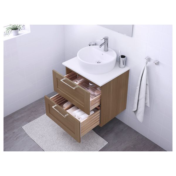 Шкаф п-раковину/столешн45/раковина ГОДМОРГОН/АЛДЕРН / ТОРНВИКЕН, под грецкий орех, белый (62x49x74 см) - схема-чертеж с размерами