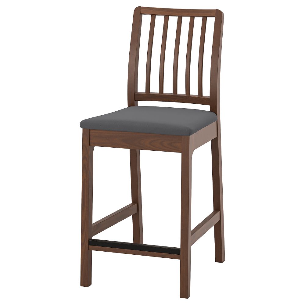 Стул барный, 62 см, коричневый, Hakebo темно-серый IKEA EKEDALEN ЛЕН ЭКЕДАЛЕН 194.294.74 - фото 1