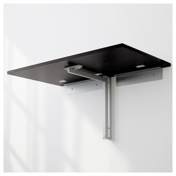 Стол откидной стенного крепежа БЬЮРСТА, коричнево-чёрный (90x50 см) - фото 4