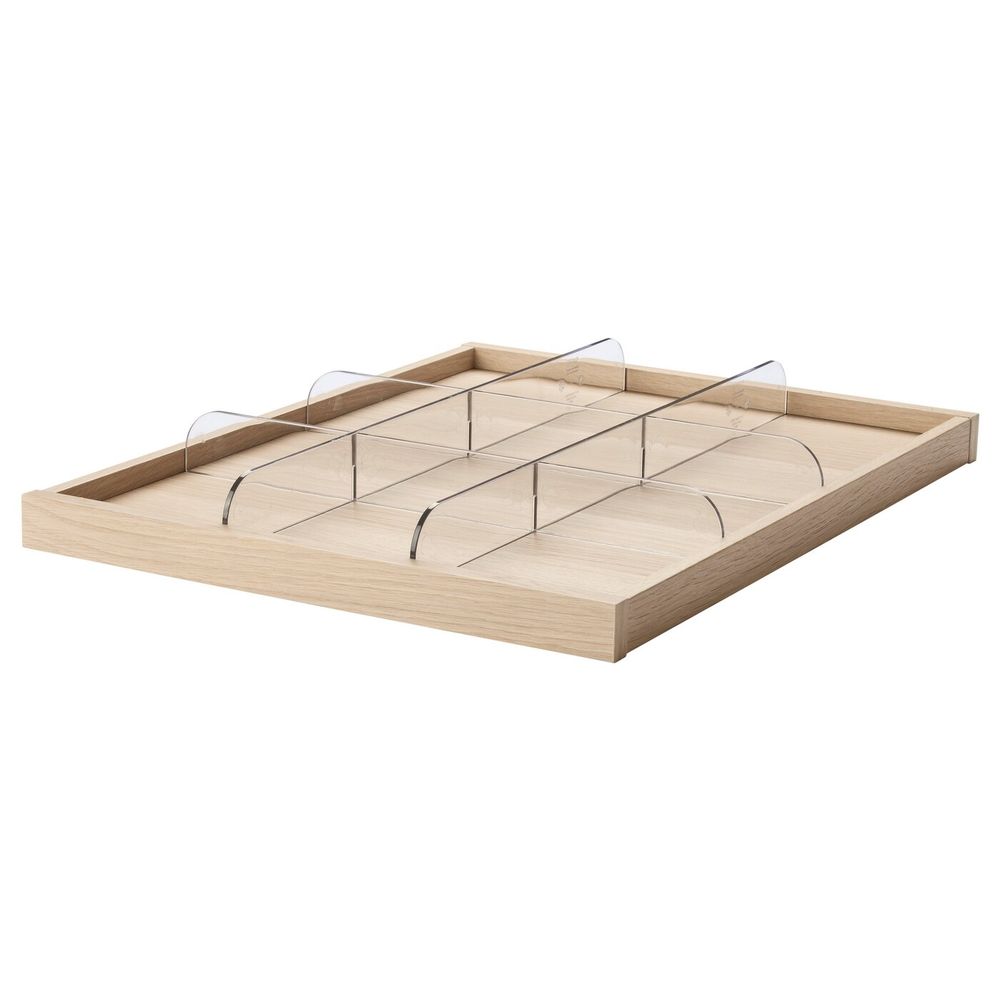 Выдвижная полка с разделителем, под беленый дуб, прозрачный 50x58 см IKEA КОМПЛИМЕНТ 992.429.67 - фото 1