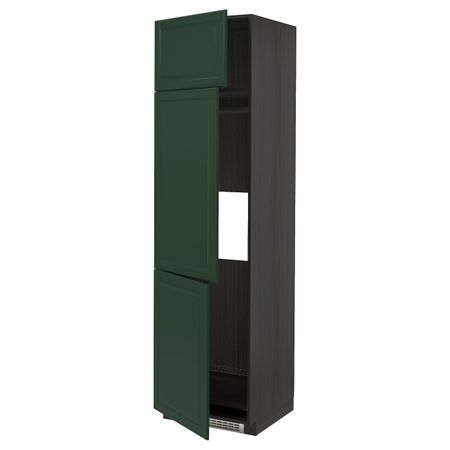 Высокий шкаф для холодильника или морозильника, с 3 дверями, черный/Будбин темно-зеленый 60x60x220 см IKEA МЕТОД 193.161.46