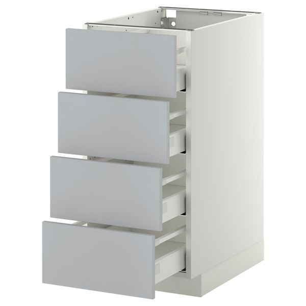 Напольный шкаф 4 фронтальных панели, 4 ящика МЕТОД / МАКСИМЕРА, белый, Веддинге серый - схема-чертеж с размерами
