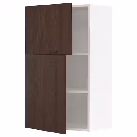 METOD Навесной шкаф с полками/2дверцы - белый/Sinarp коричневый 60x100 см