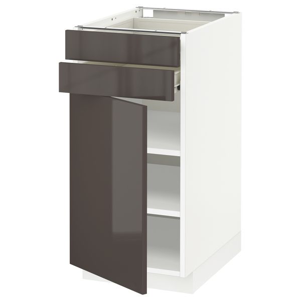 Напольный шкаф с дверцей, 2 ящиками МЕТОД / ФОРВАРА, белый, Рингульт серый - схема-чертеж с размерами