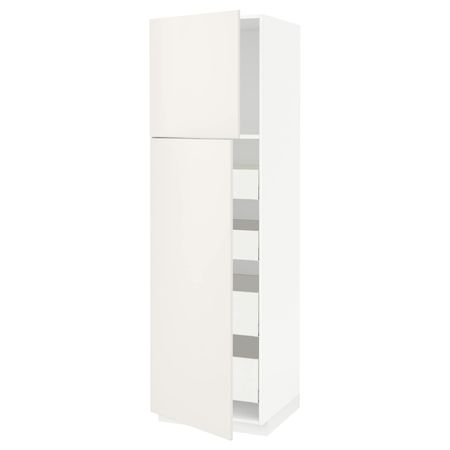 Высокий шкаф/2дверцы/4ящика, белый/Веддинге белый 60x60x200 см IKEA METOD МЕТОД / MAXIMERA МАКСИМЕРА 394.455.57