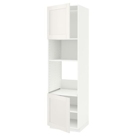 Высокий шкаф для духовки/СВЧ, 2 дверцы/полки, белый/Сэведаль белый 60x60x220 см IKEA METOD МЕТОД 392.230.28