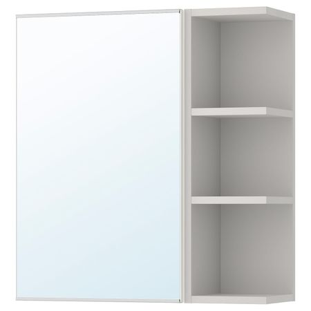 Шкафчик зеркальный с 1 дверцей, 1 торцевой скц, белый, серый 59x21x64 см IKEA LILLÅNGEN ЛИЛЛОНГЕН 692.505.10
