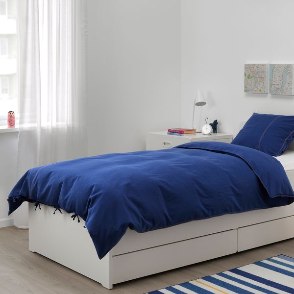 Пододеяльник и наволочка, 150x200, 50x60 см, темно-синий IKEA SÅNGLÄRKA СОНГЛЭРКА 304.269.97 - фото 4