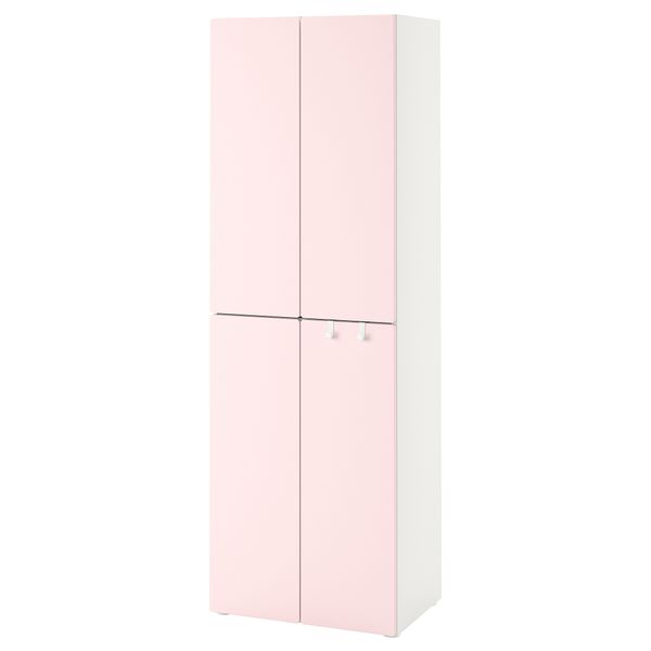 Гардероб, 60x42x181 см, белый бледно-розовый с 2 платяными штангами IKEA SMÅSTAD СМОСТАД 693.908.79 - фото 2