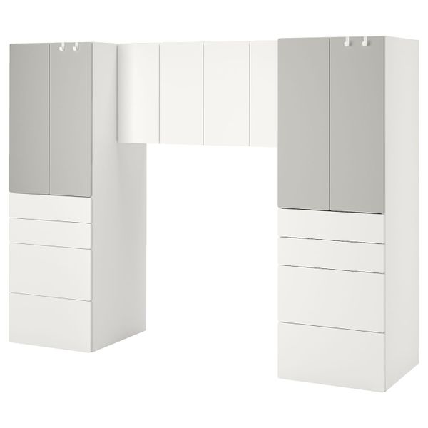 Комбинация для хранения, белый, серый 240x57x181 см IKEA SMÅSTAD СМОСТАД 894.319.25 - фото 1