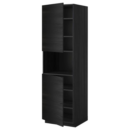 Высокий шкаф для/СВЧ, 2 дверцы/полки, черный, Тингсрид черный 60x60x200 см IKEA МЕТОД 492.333.76