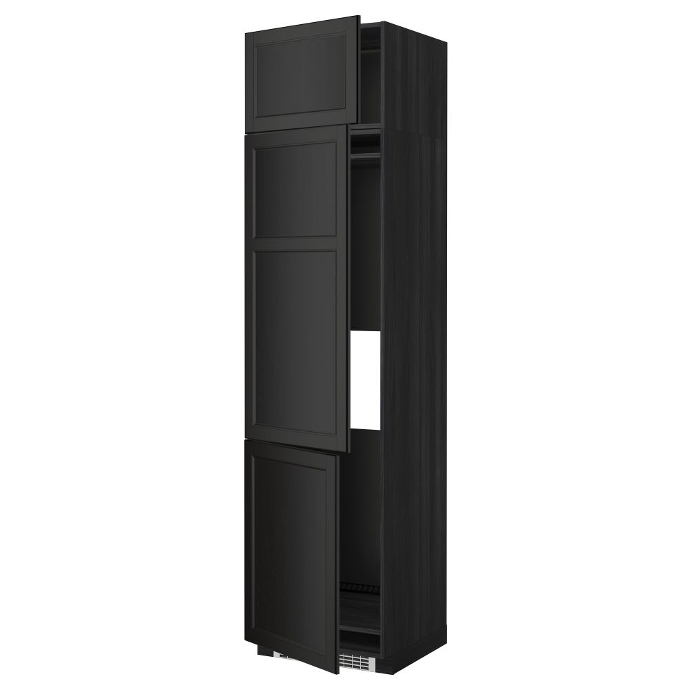 Высокий шкаф для холодильника или морозильника, с 3 дверями МЕТОД, черный, Лаксарби черно-коричневый - схема-чертеж с размерами