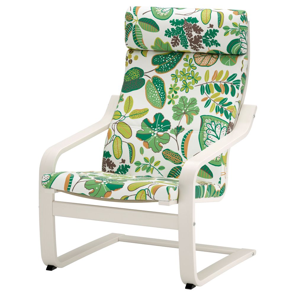Кресло ПОЭНГ, белый, Симмарп зеленый - фото 1